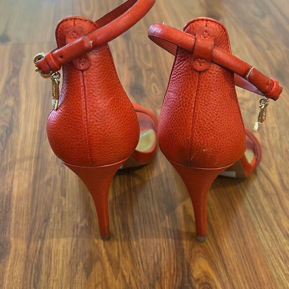 Coach reddish orange high heels strap ankle strap with gold hardware. Size 7 lea - Picture 5 of 7